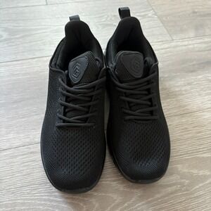 Larnmern Womens Black Utility Slip & Oil Res. Lace-Up Low Top Work Shoes 6.5